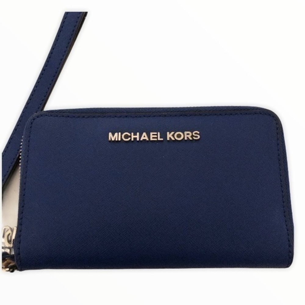 👛 MICHAEL KORS 👛 blue wristlet wallet - Picture 1 of 5